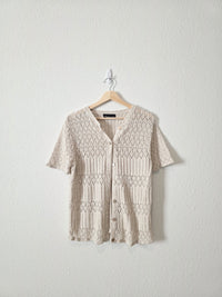 Vintage Crochet Button Up Top (L)