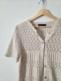 Vintage Crochet Button Up Top (L)