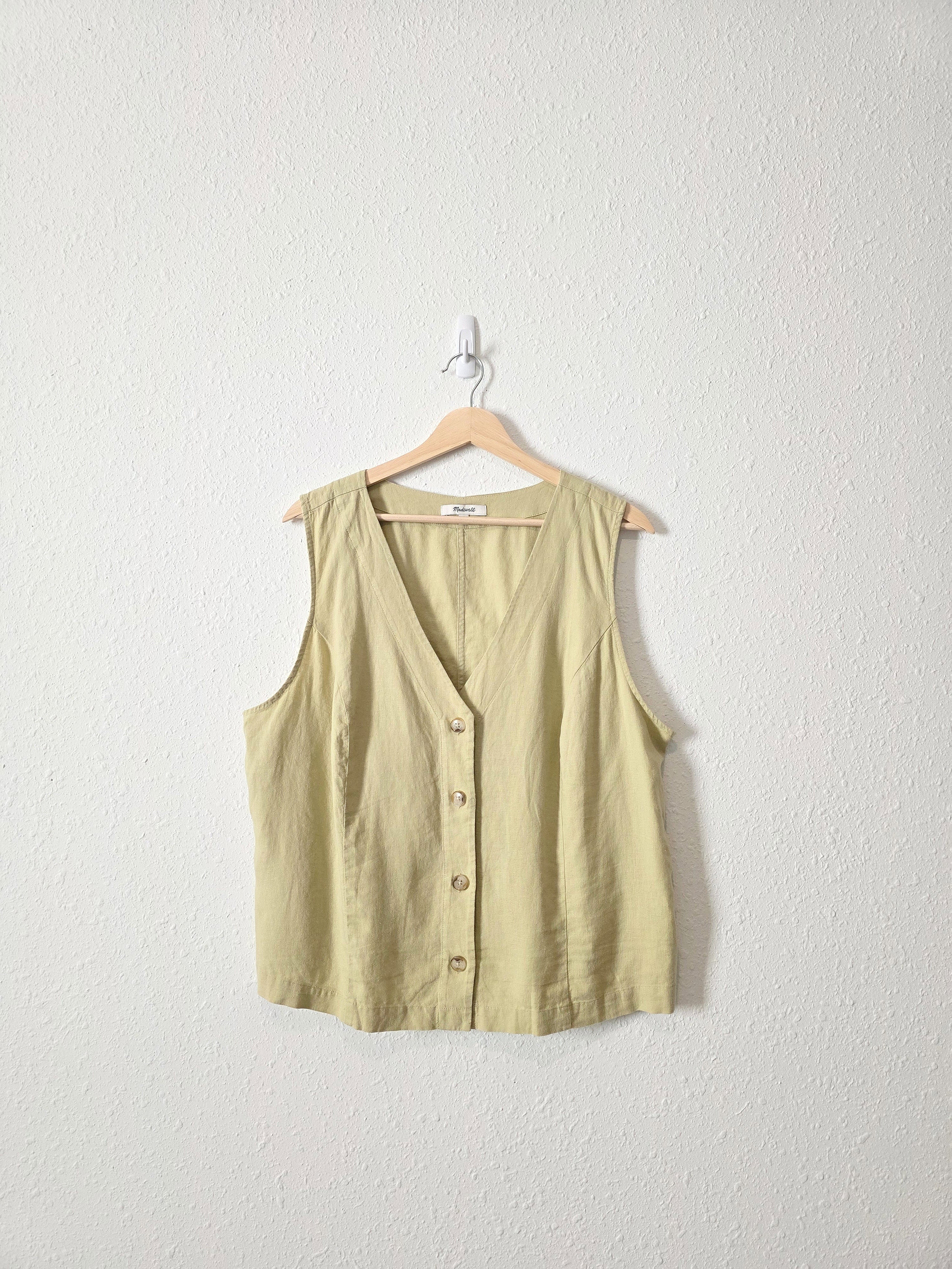 Madewell Light Green Linen Tank (14W)