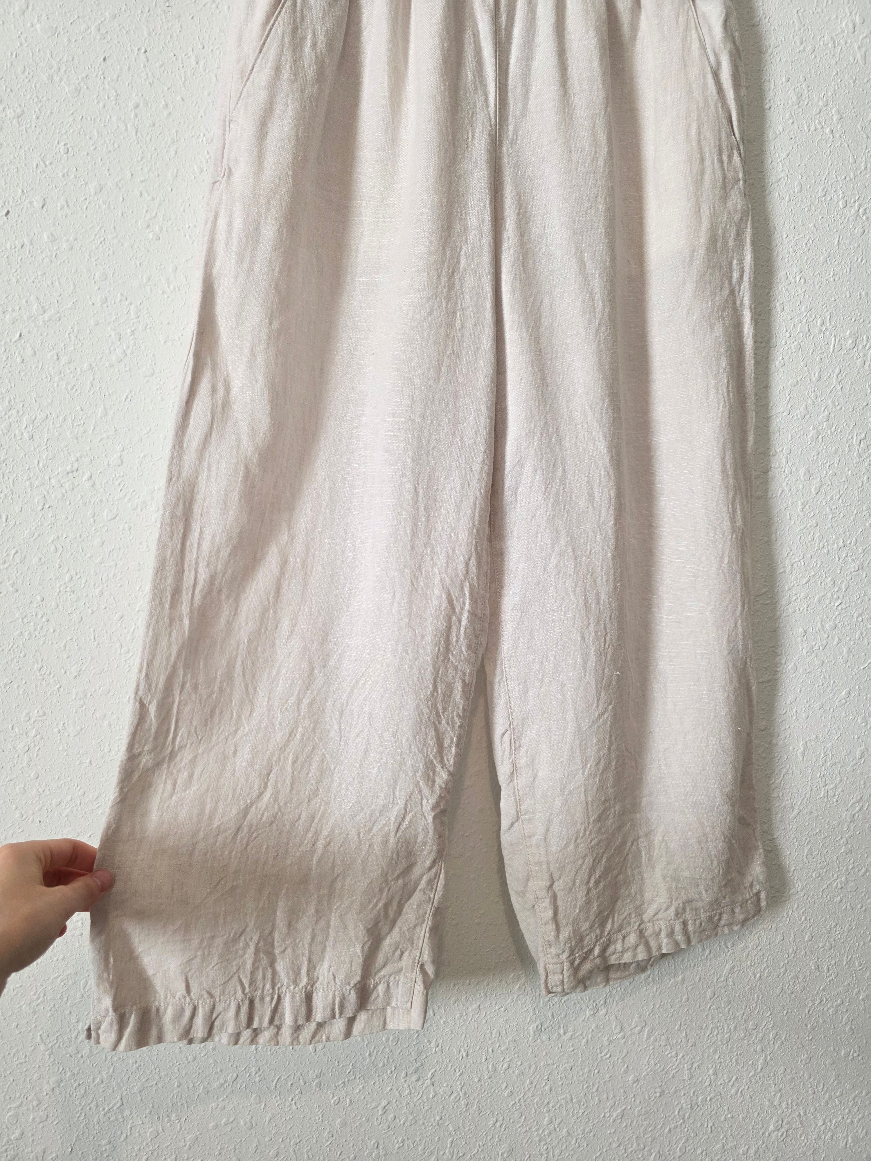 Wide Leg Linen Crop Pants (S)