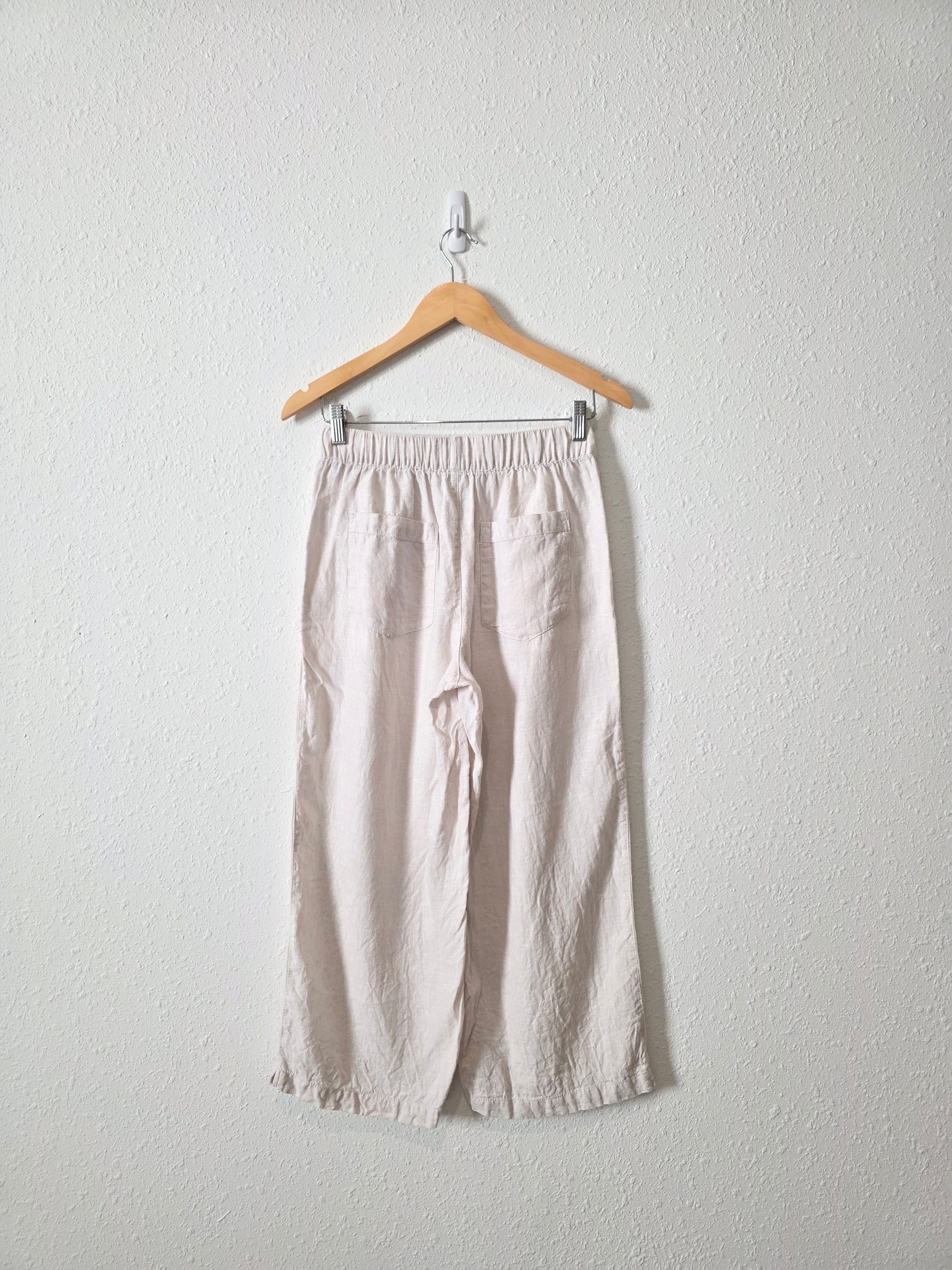 Wide Leg Linen Crop Pants (S)