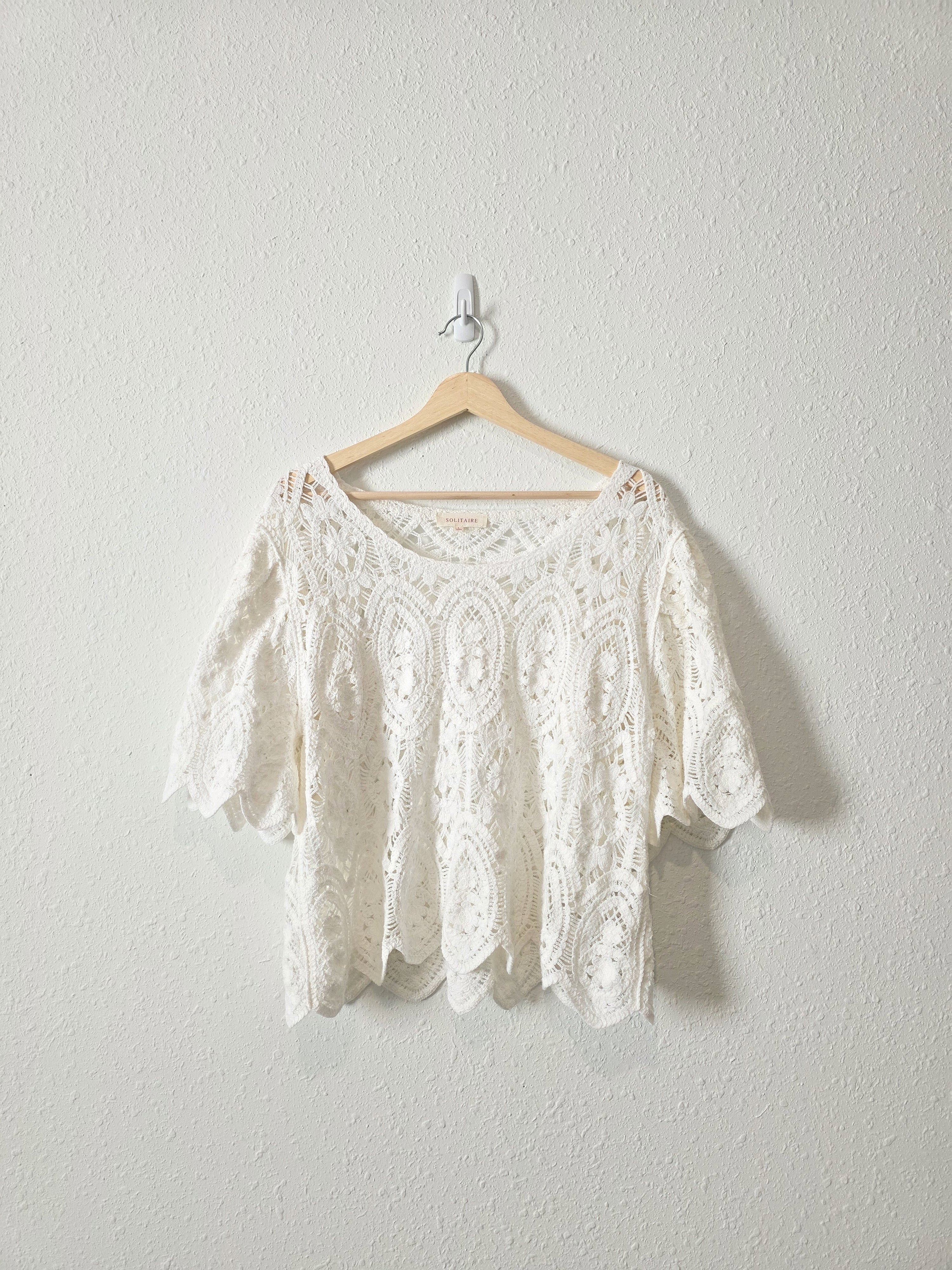 White Crochet Knit Top (L)