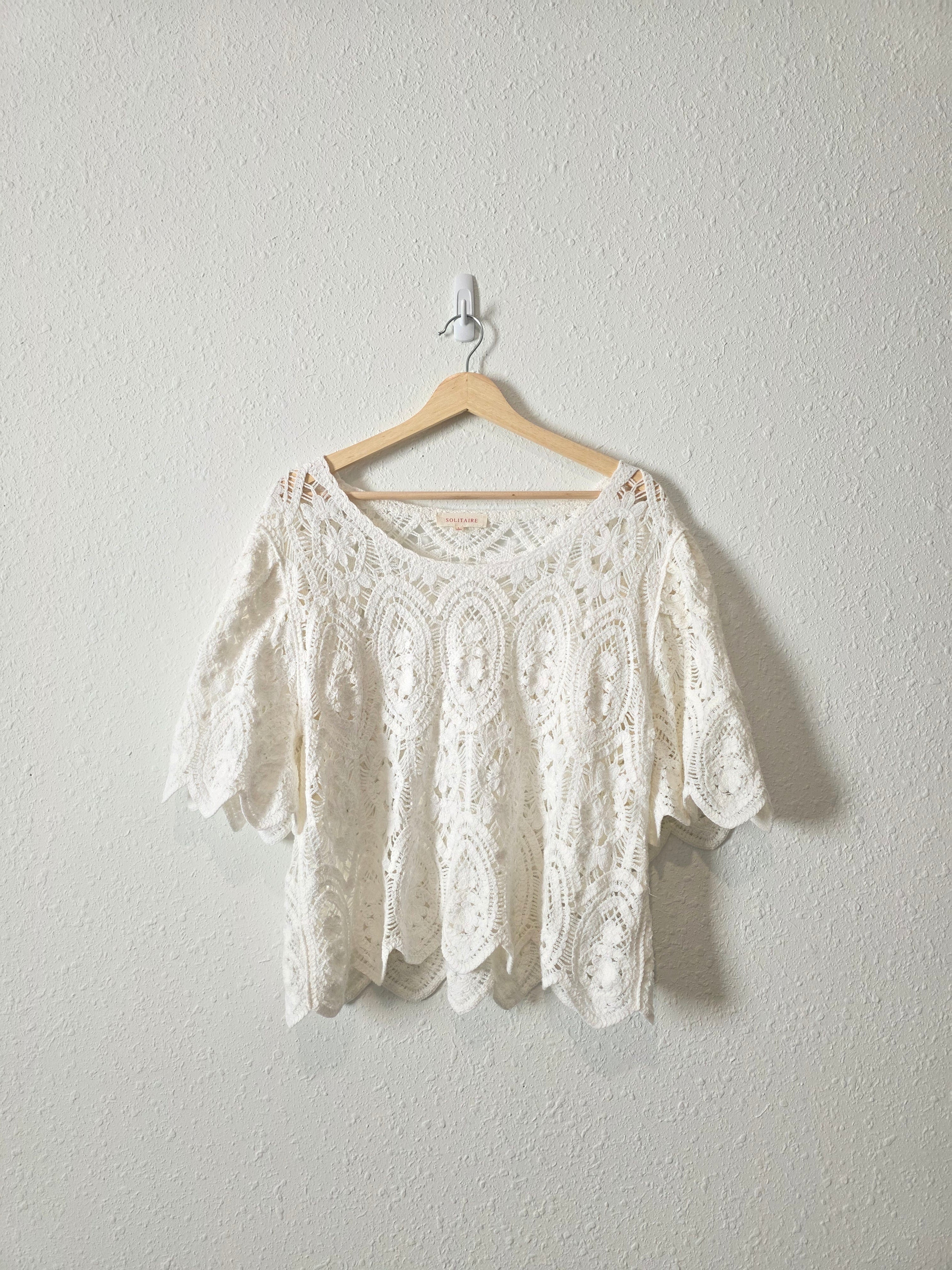 White Crochet Knit Top (L)