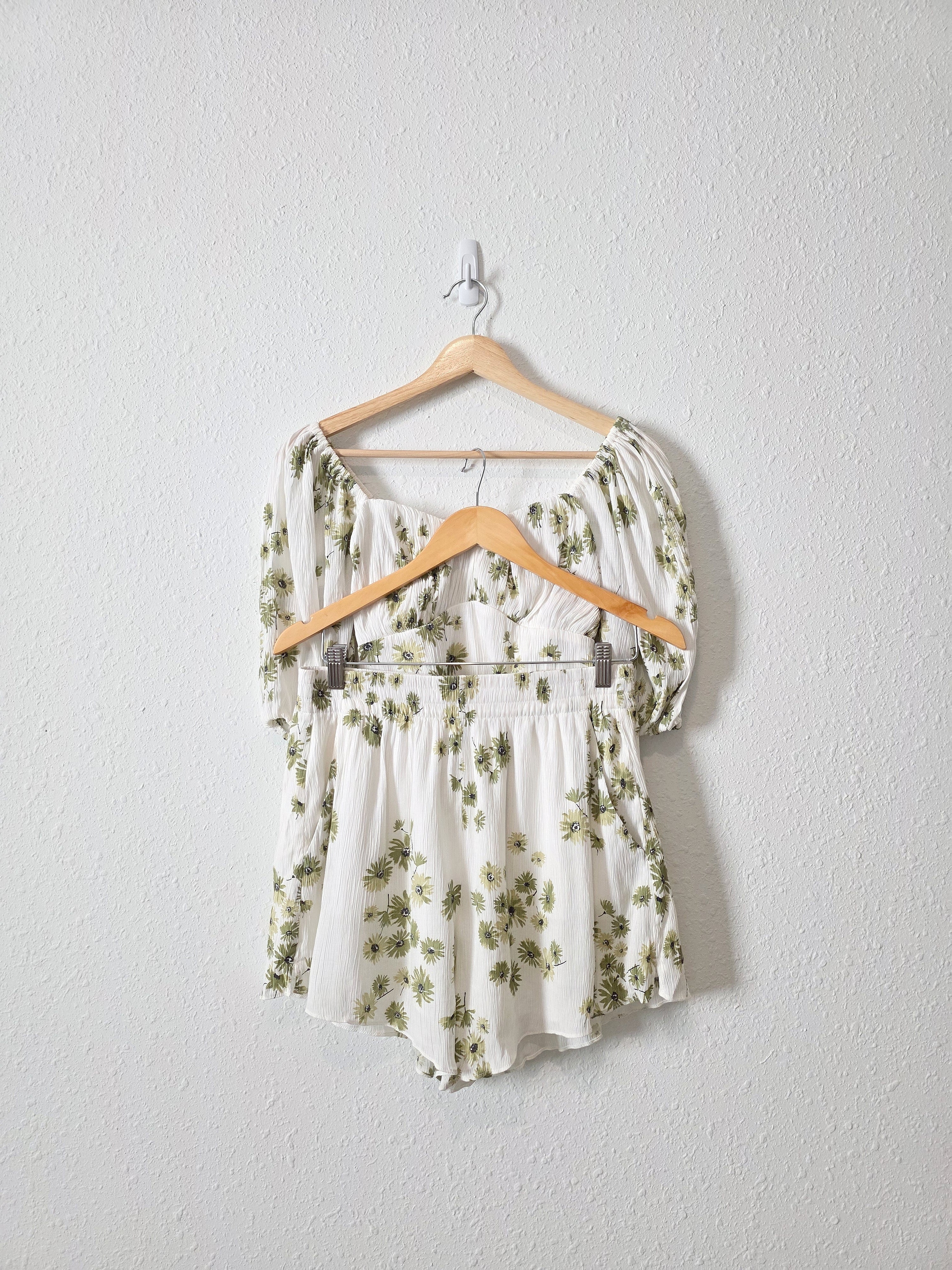 Abercrombie Green Floral Set (S/M)