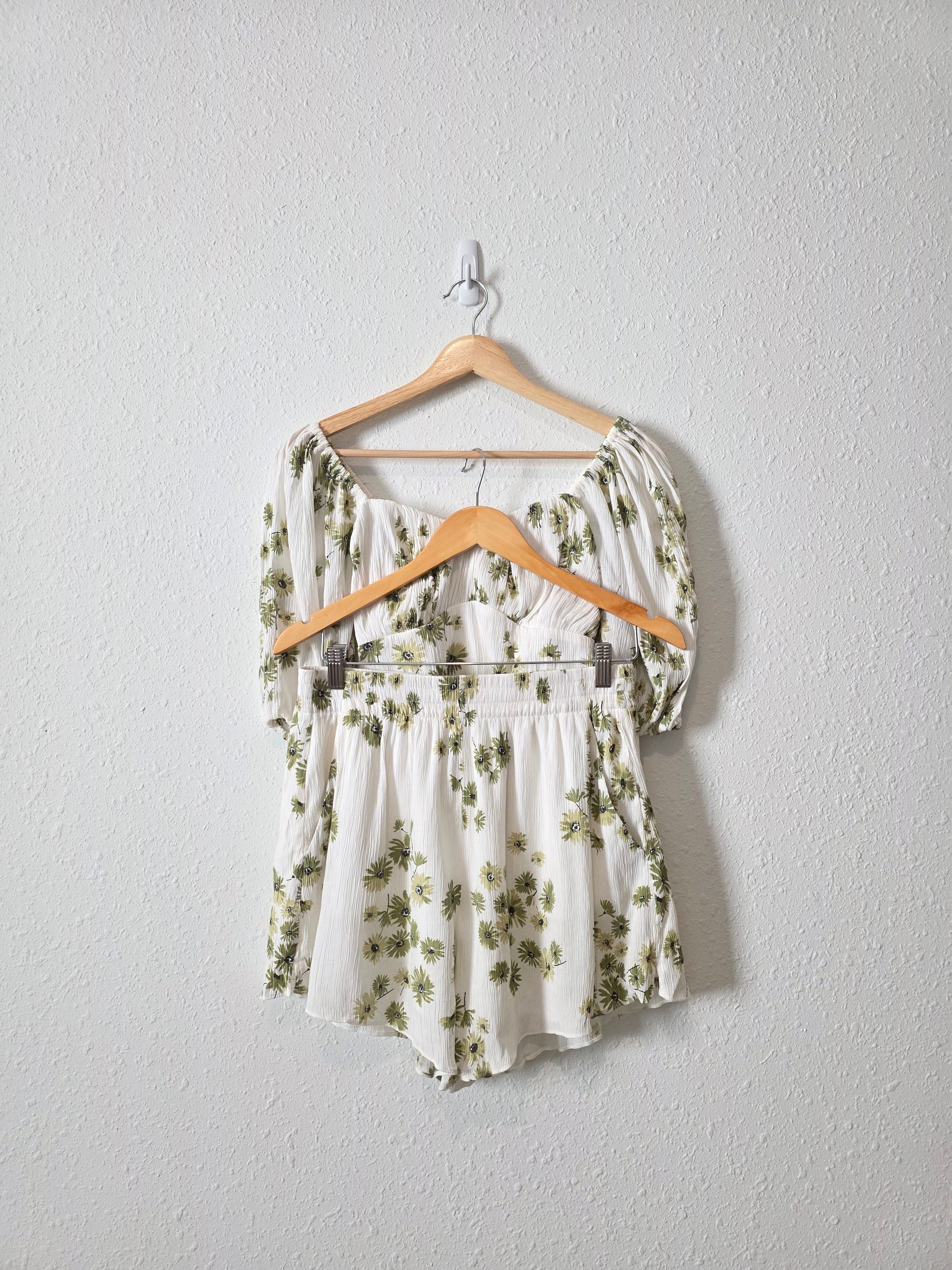 Abercrombie Green Floral Set (S/M)
