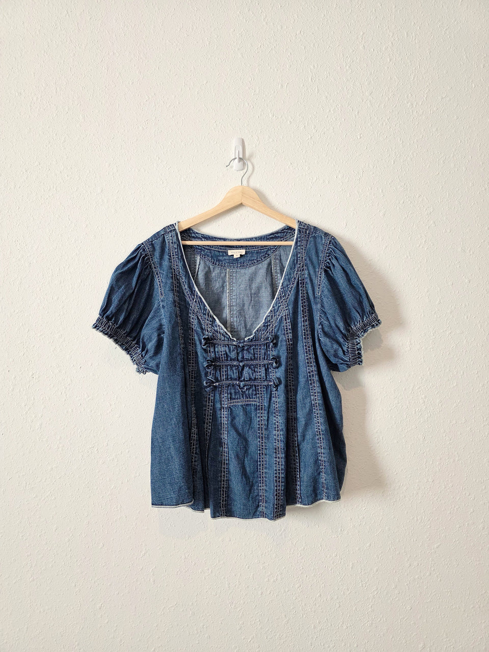 Anthropologie Puff Sleeve Denim Top (2X)
