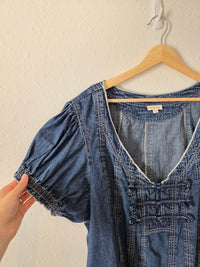 Anthropologie Puff Sleeve Denim Top (2X)