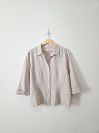 Vintage Gingham Cotton Linen Button Up (XL)