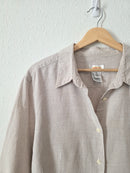 Vintage Gingham Cotton Linen Button Up (XL)