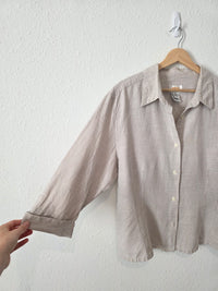 Vintage Gingham Cotton Linen Button Up (XL)
