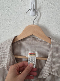 Vintage Gingham Cotton Linen Button Up (XL)