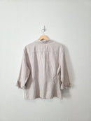 Vintage Gingham Cotton Linen Button Up (XL)