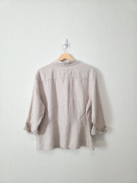 Vintage Gingham Cotton Linen Button Up (XL)