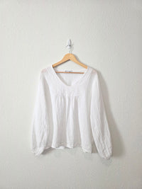 White Linen Babydoll Blouse (L)