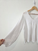 White Linen Babydoll Blouse (L)