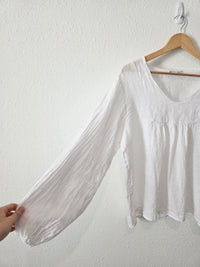 White Linen Babydoll Blouse (L)