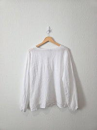 White Linen Babydoll Blouse (L)