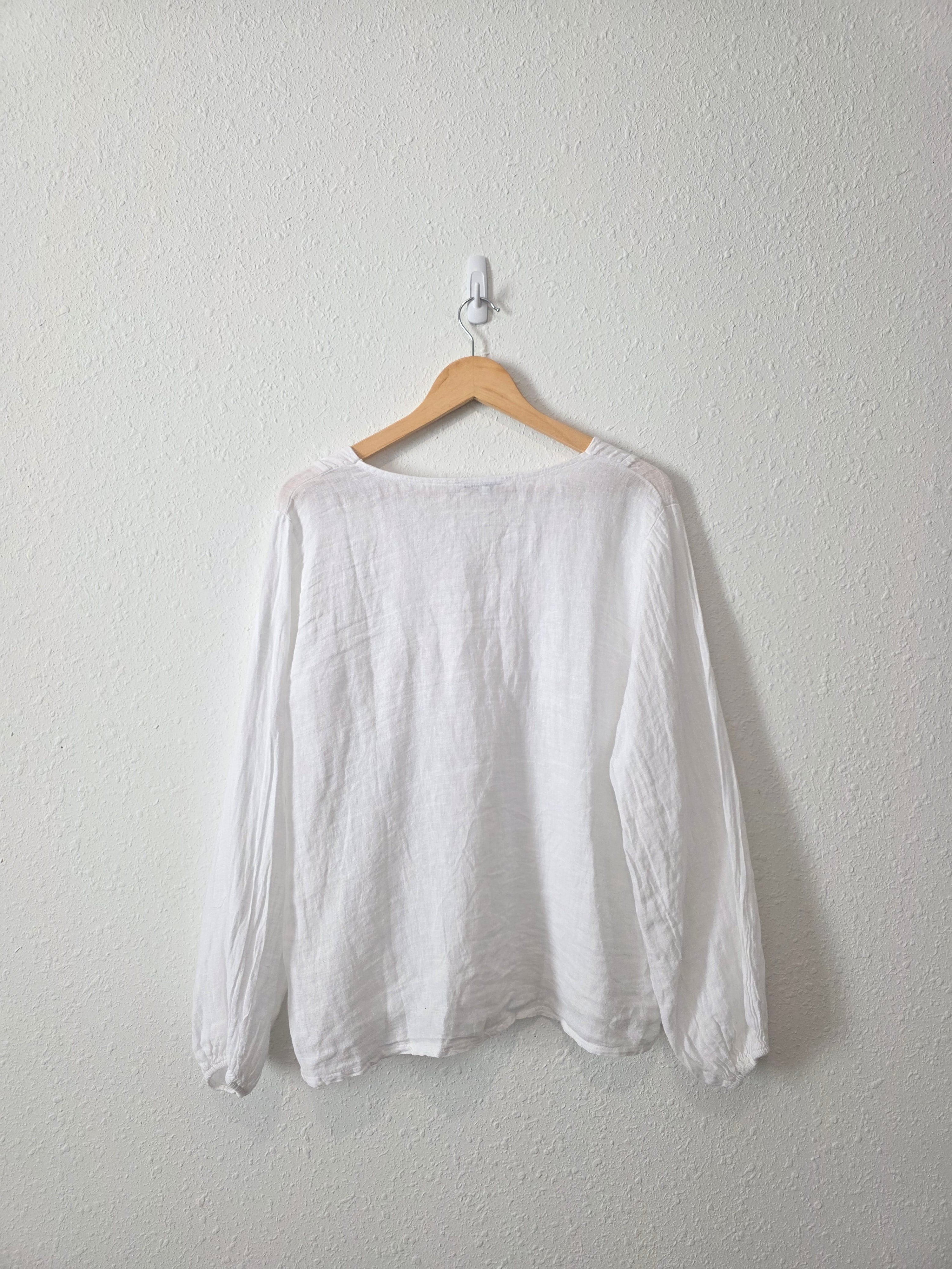 White Linen Babydoll Blouse (L)