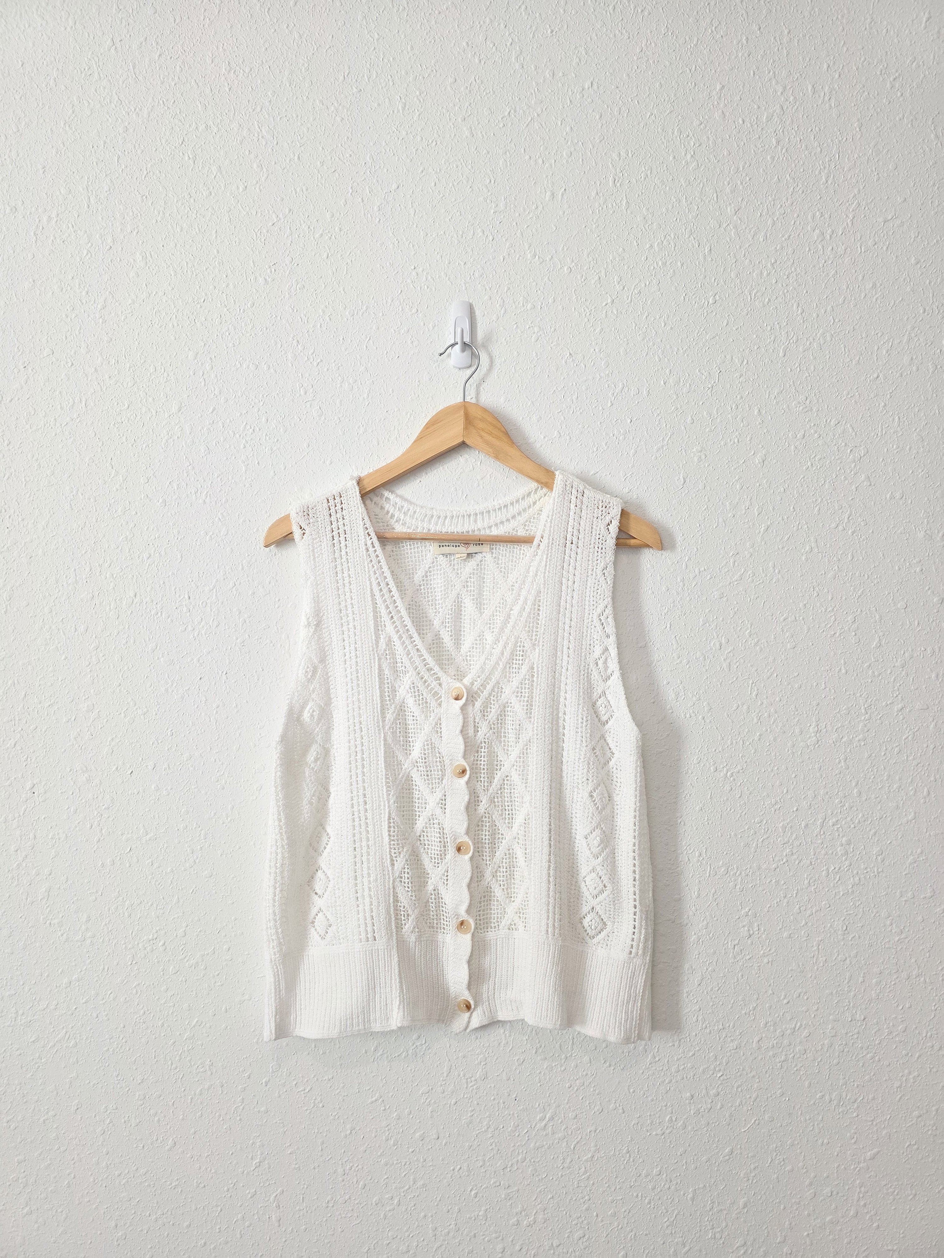 Crochet Knit Cotton Tank (L)