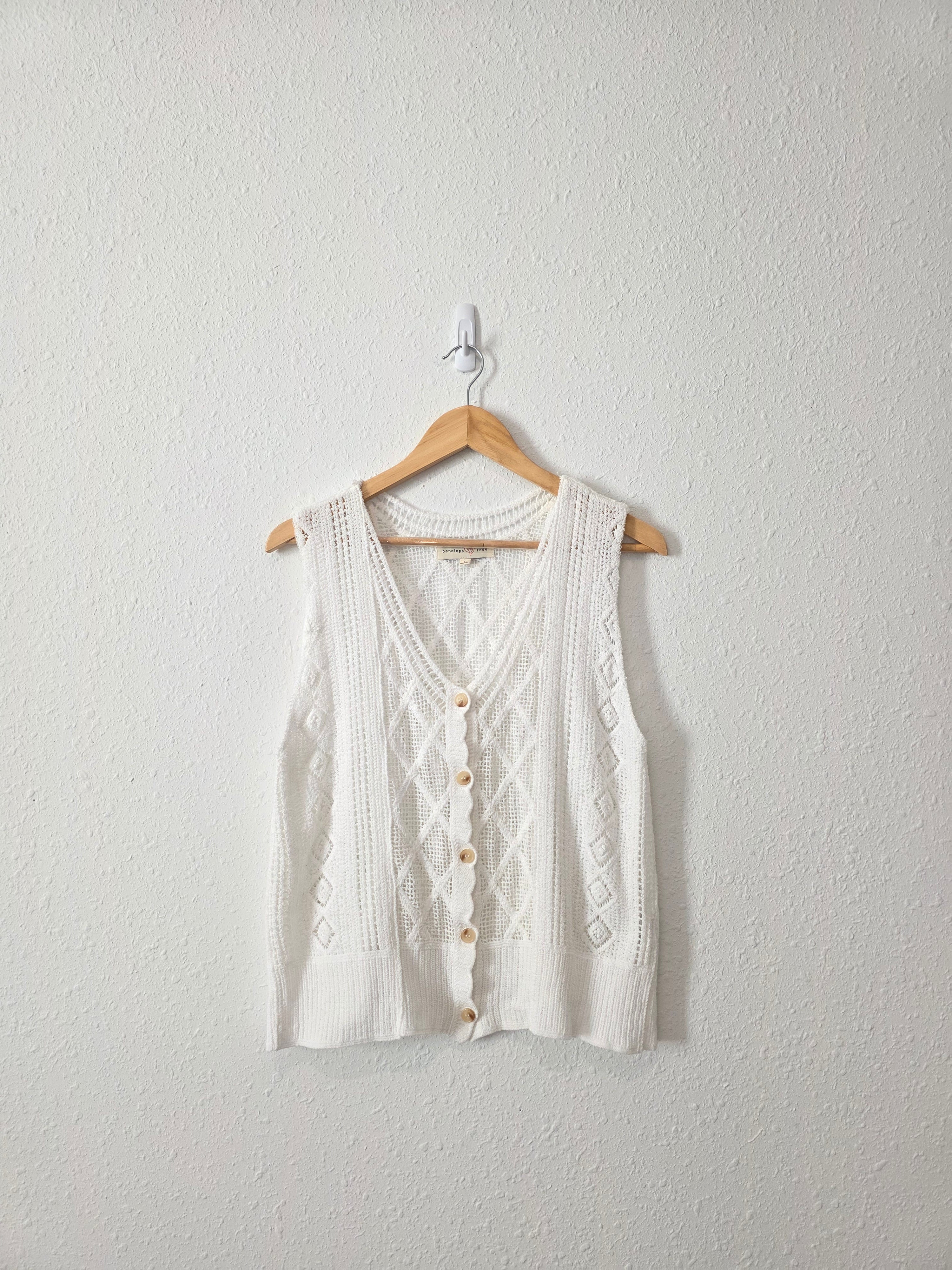 Crochet Knit Cotton Tank (L)