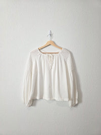 Easel Puff Sleeve Cotton Top (S)