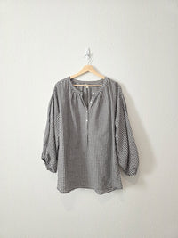 Checkered Puff Sleeve Blouse (L)