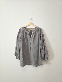 Checkered Puff Sleeve Blouse (L)