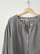 Checkered Puff Sleeve Blouse (L)