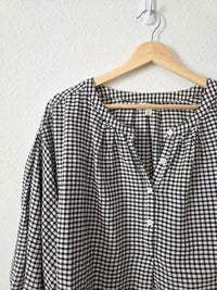 Checkered Puff Sleeve Blouse (L)