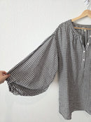 Checkered Puff Sleeve Blouse (L)
