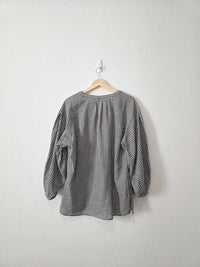 Checkered Puff Sleeve Blouse (L)