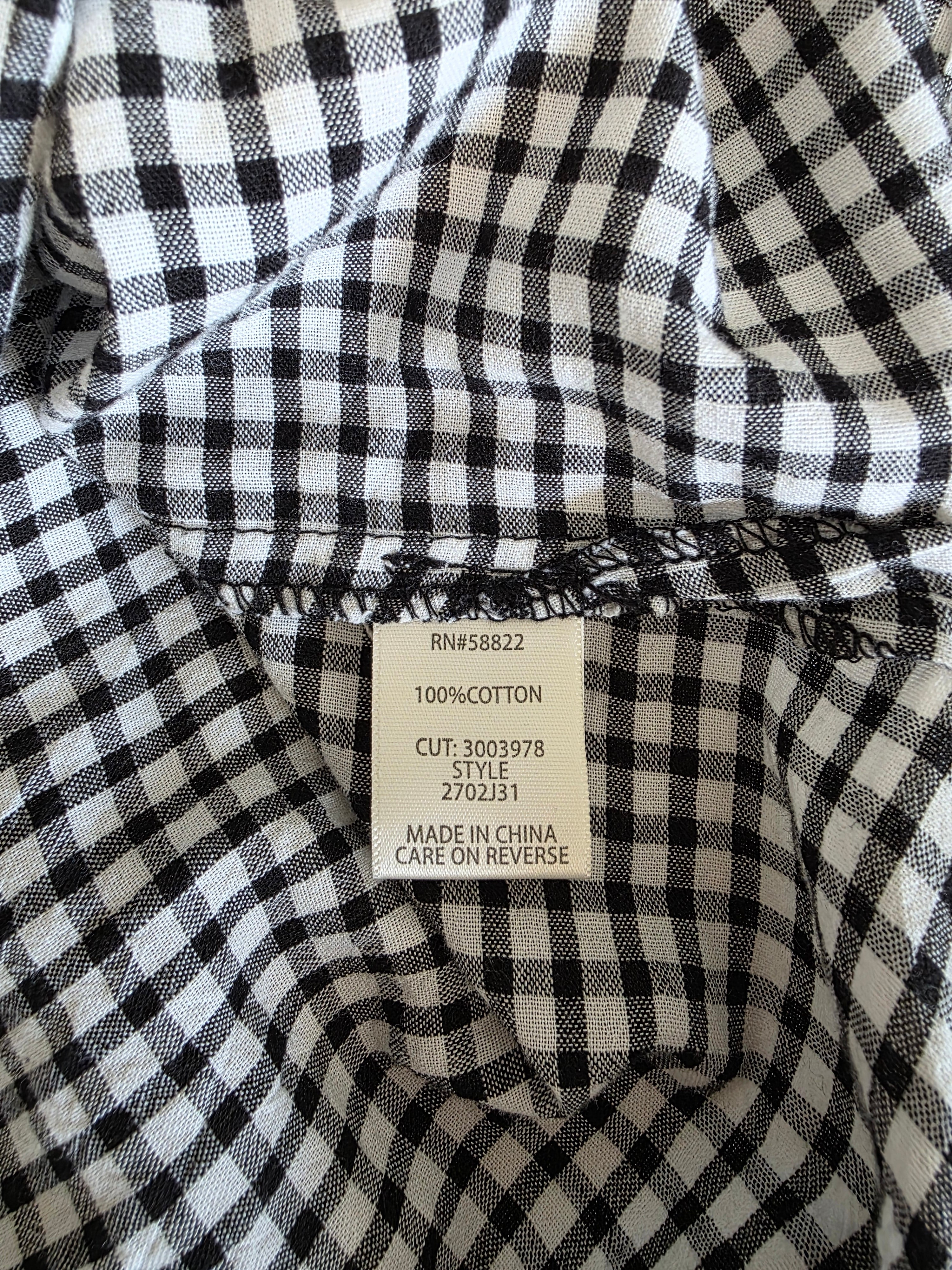 Checkered Puff Sleeve Blouse (L)