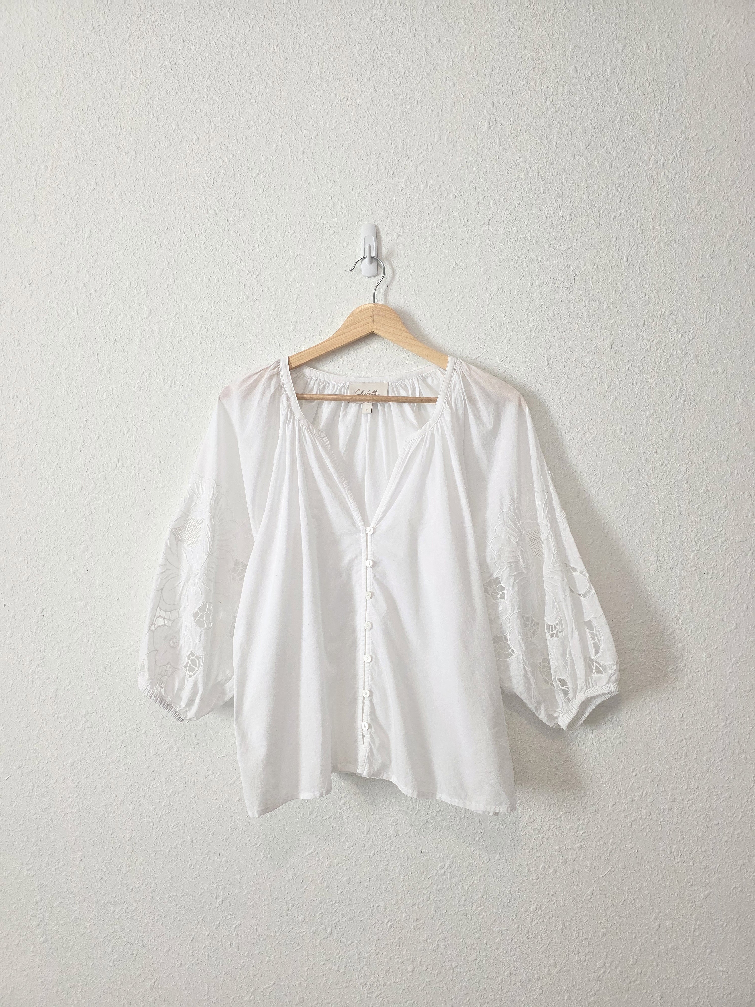 Cleobella White Eyelet Sleeve Top (S)