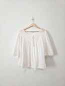 Embroidered Flutter Sleeve Blouse (1X)
