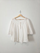 Embroidered Flutter Sleeve Blouse (1X)