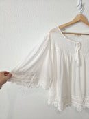 Embroidered Flutter Sleeve Blouse (1X)