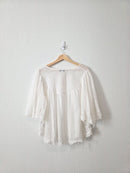 Embroidered Flutter Sleeve Blouse (1X)