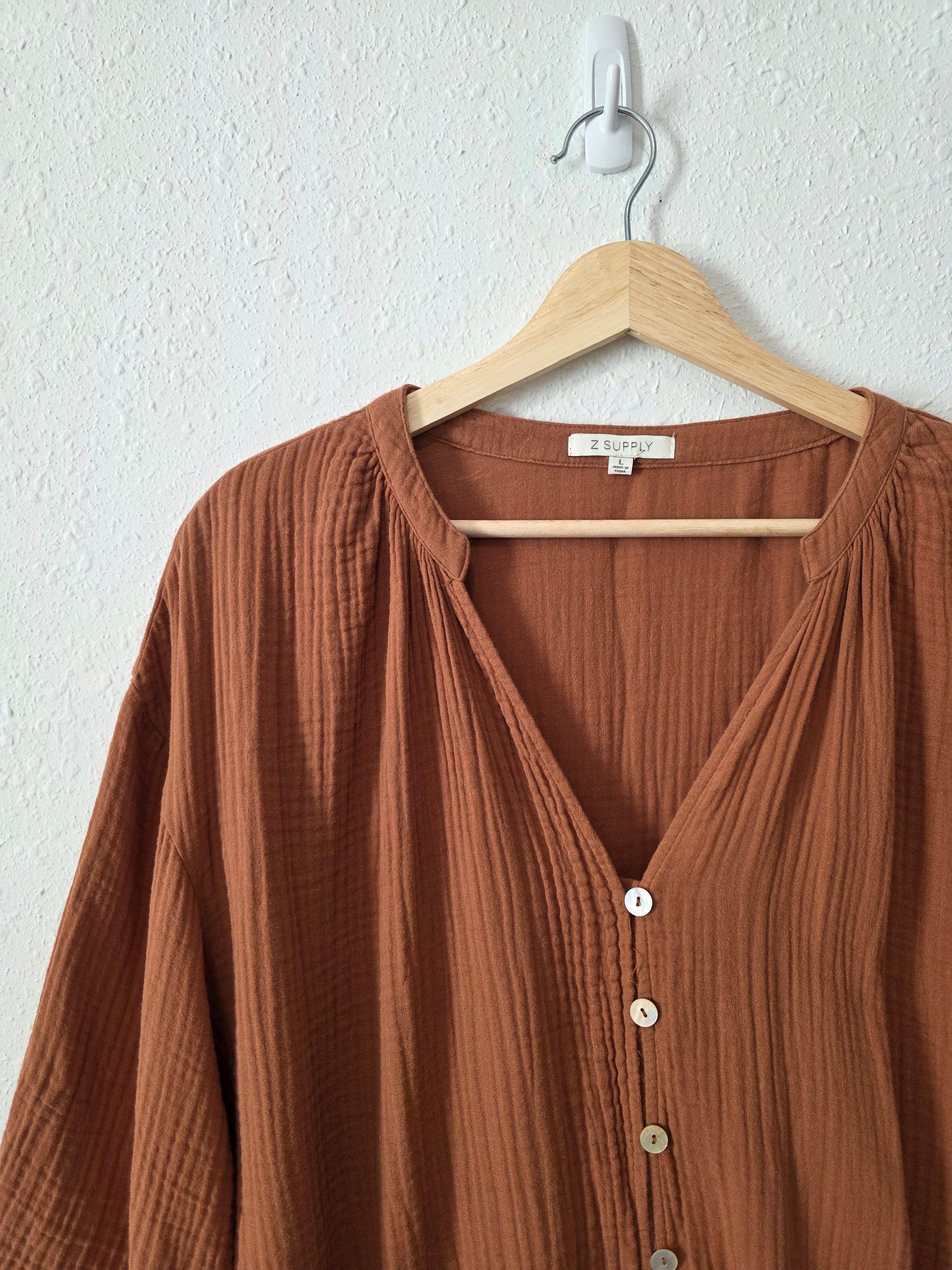 Z Supply Terracotta Gauze Romper (L)