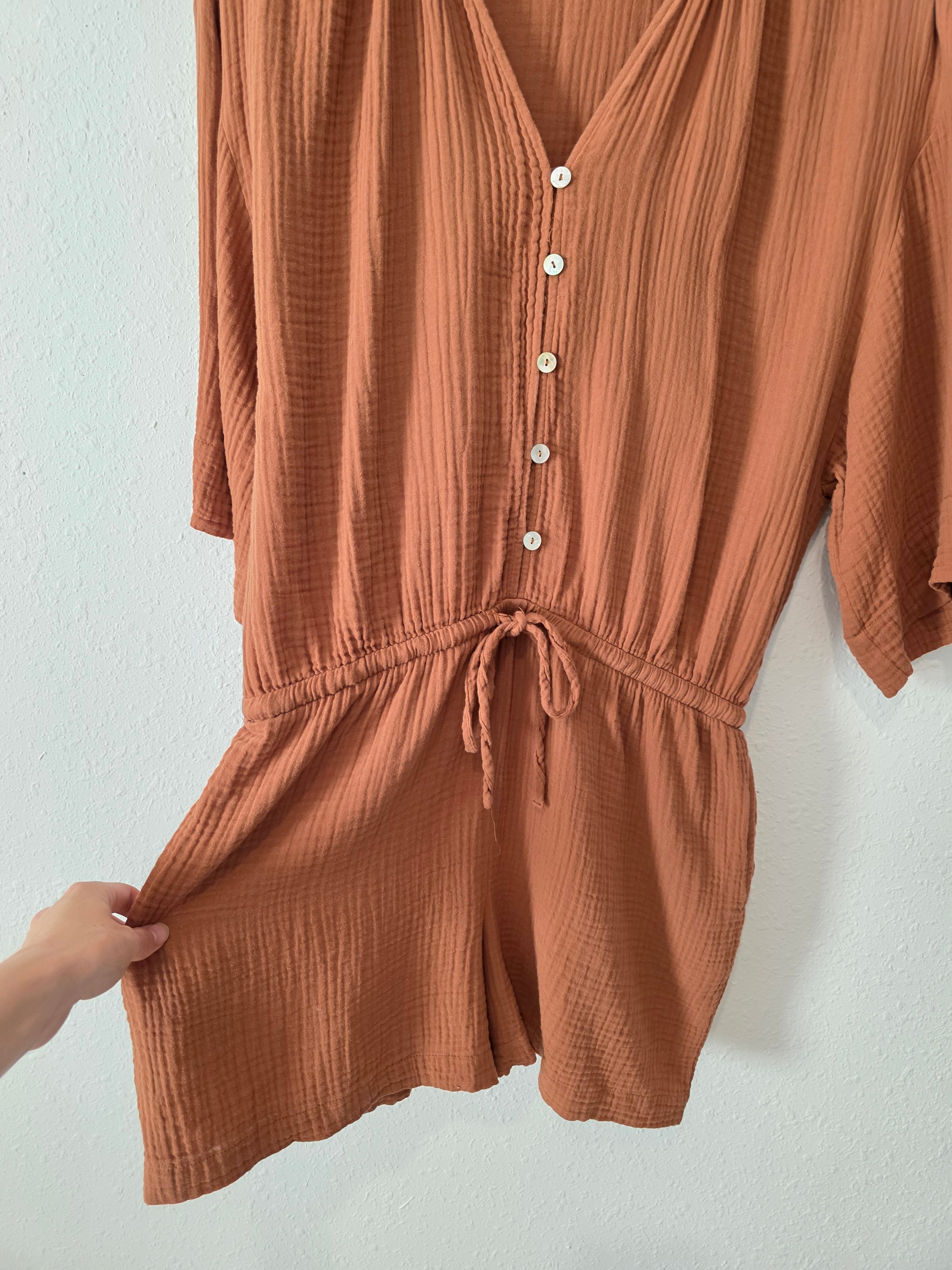 Z Supply Terracotta Gauze Romper (L)