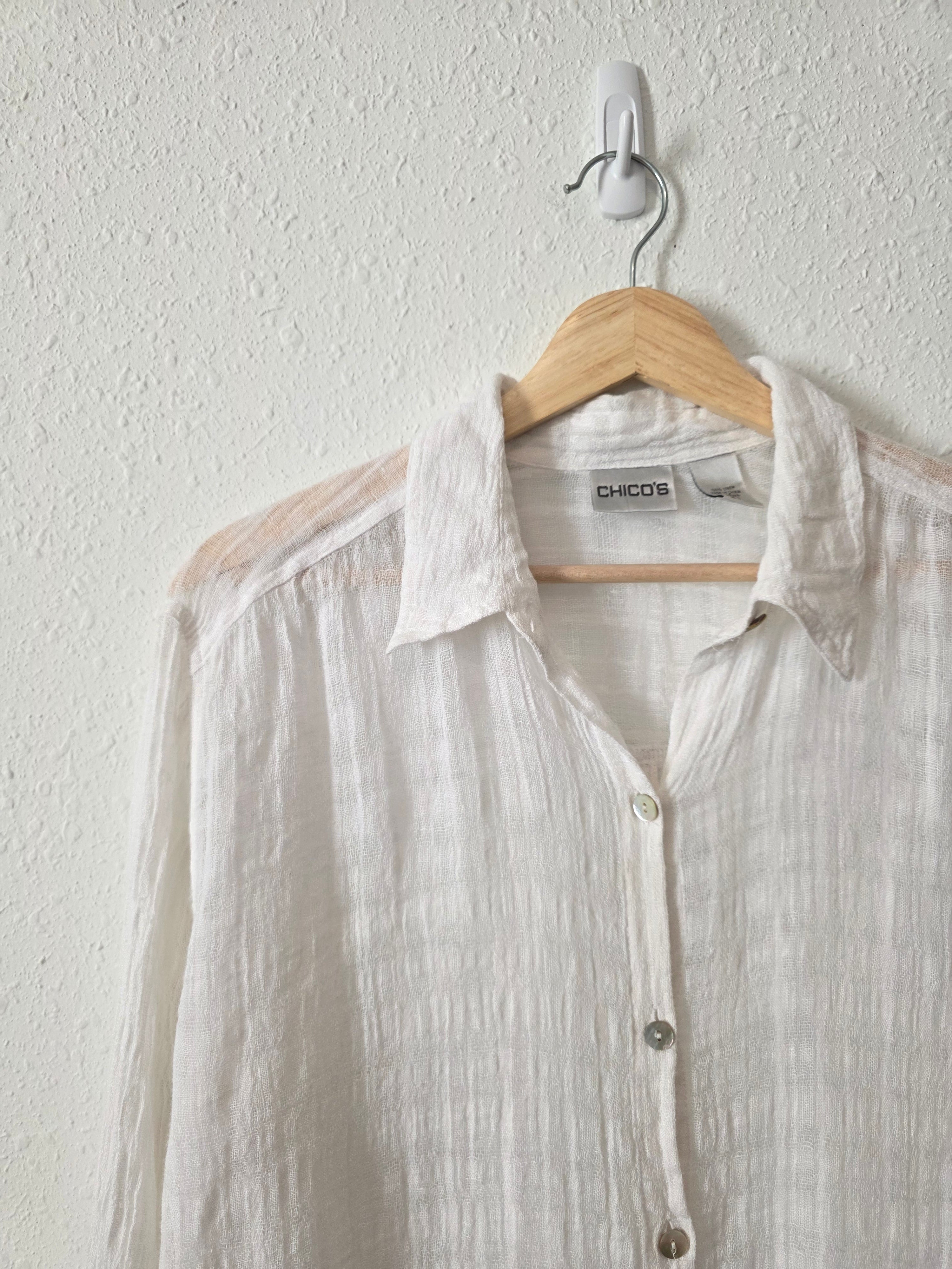 Vintage Linen Button Up Shirt (M)