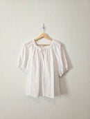 White Puff Sleeve Cotton Blouse (L)