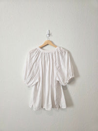 White Puff Sleeve Cotton Blouse (L)