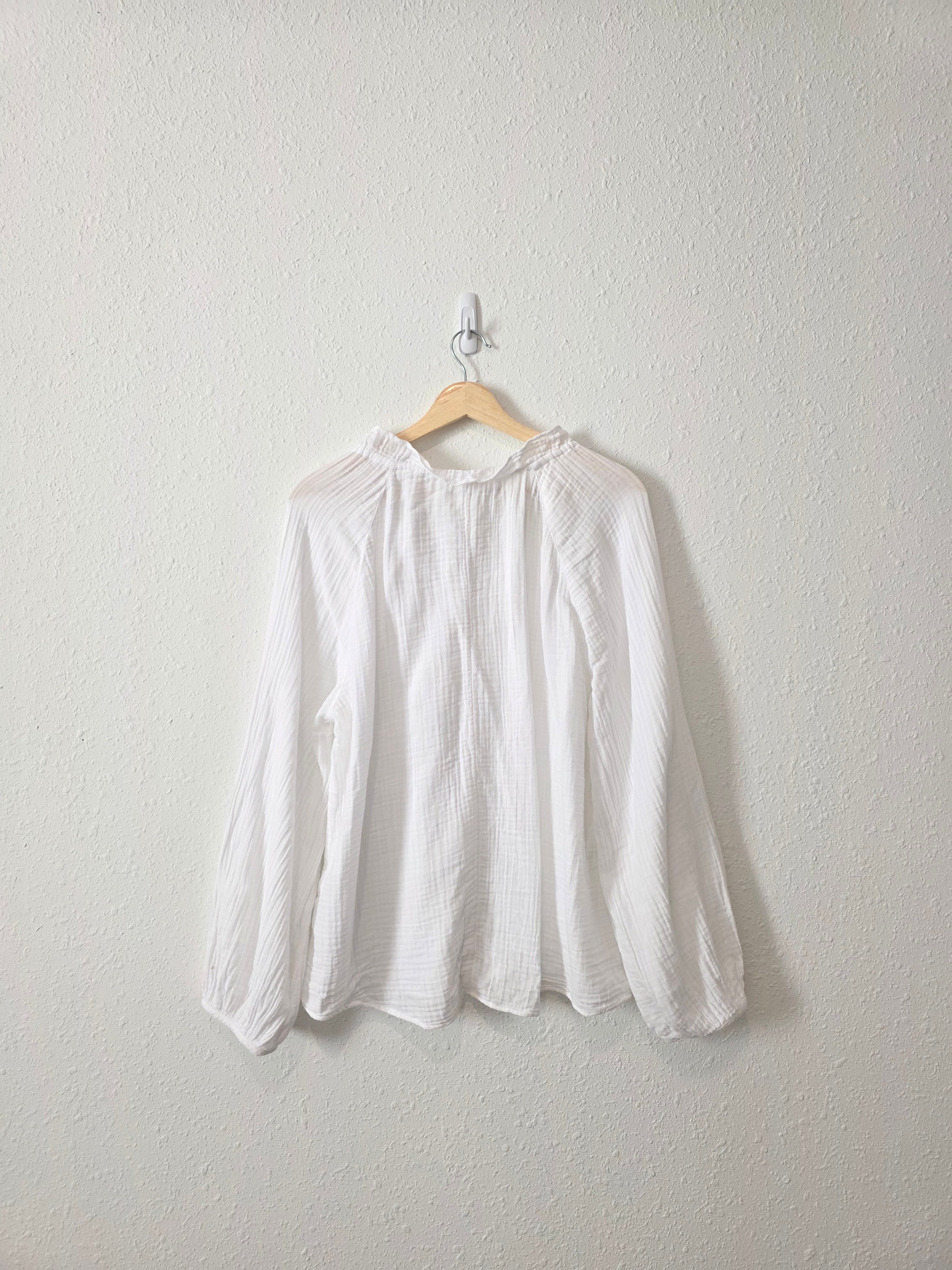 White Cotton Gauze Top (M)