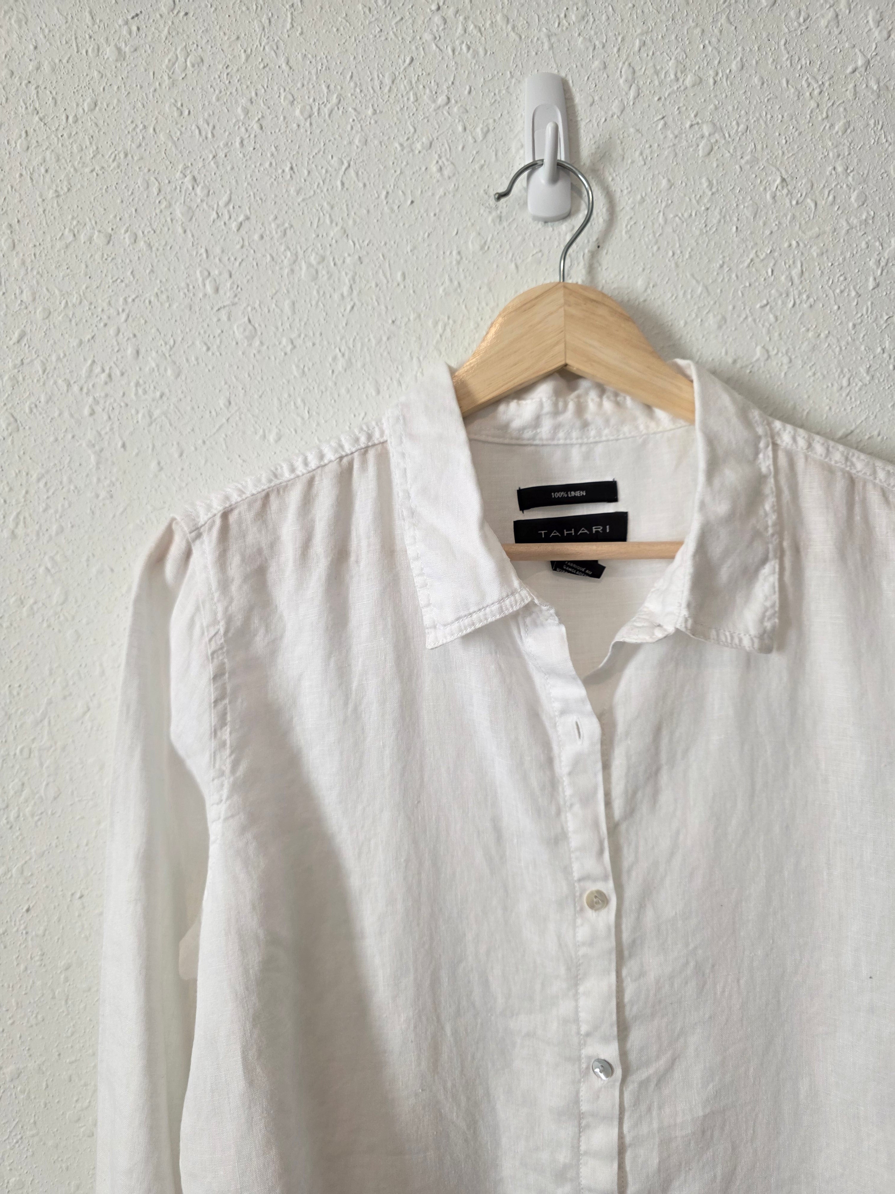 White Linen Button Up Shirt (L)