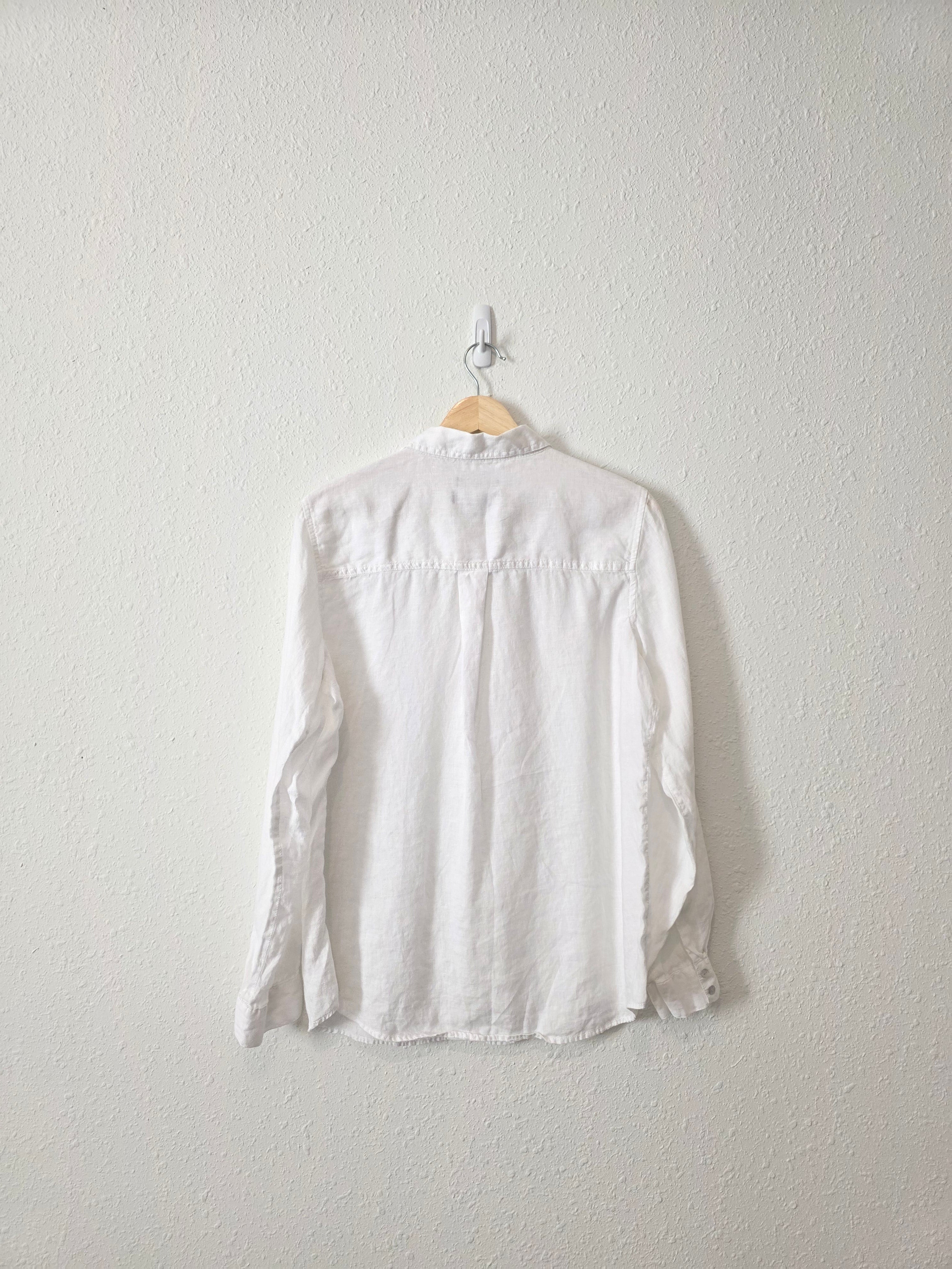 White Linen Button Up Shirt (L)