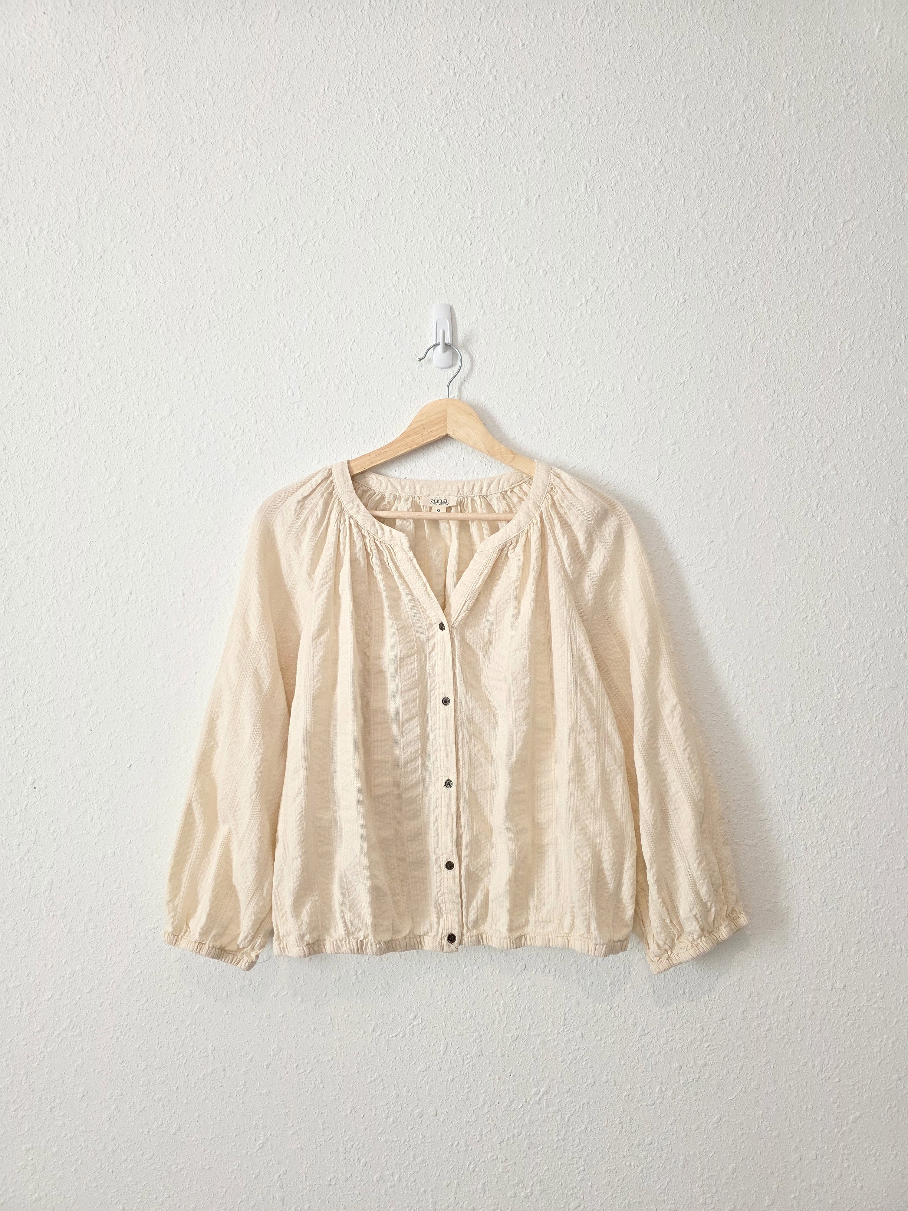 Textured Puff Sleeve Blouse (XS)