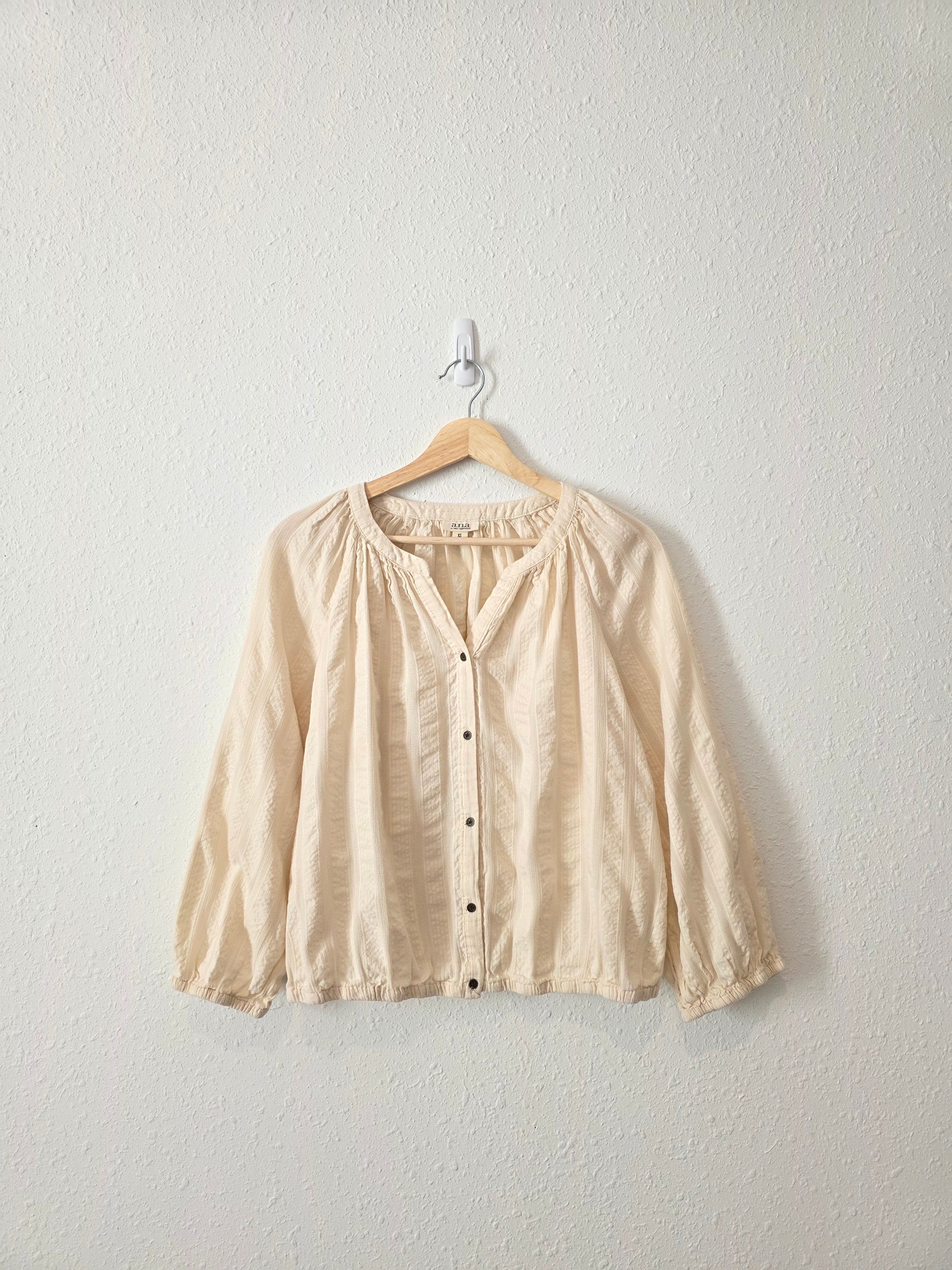 Textured Puff Sleeve Blouse (XS)