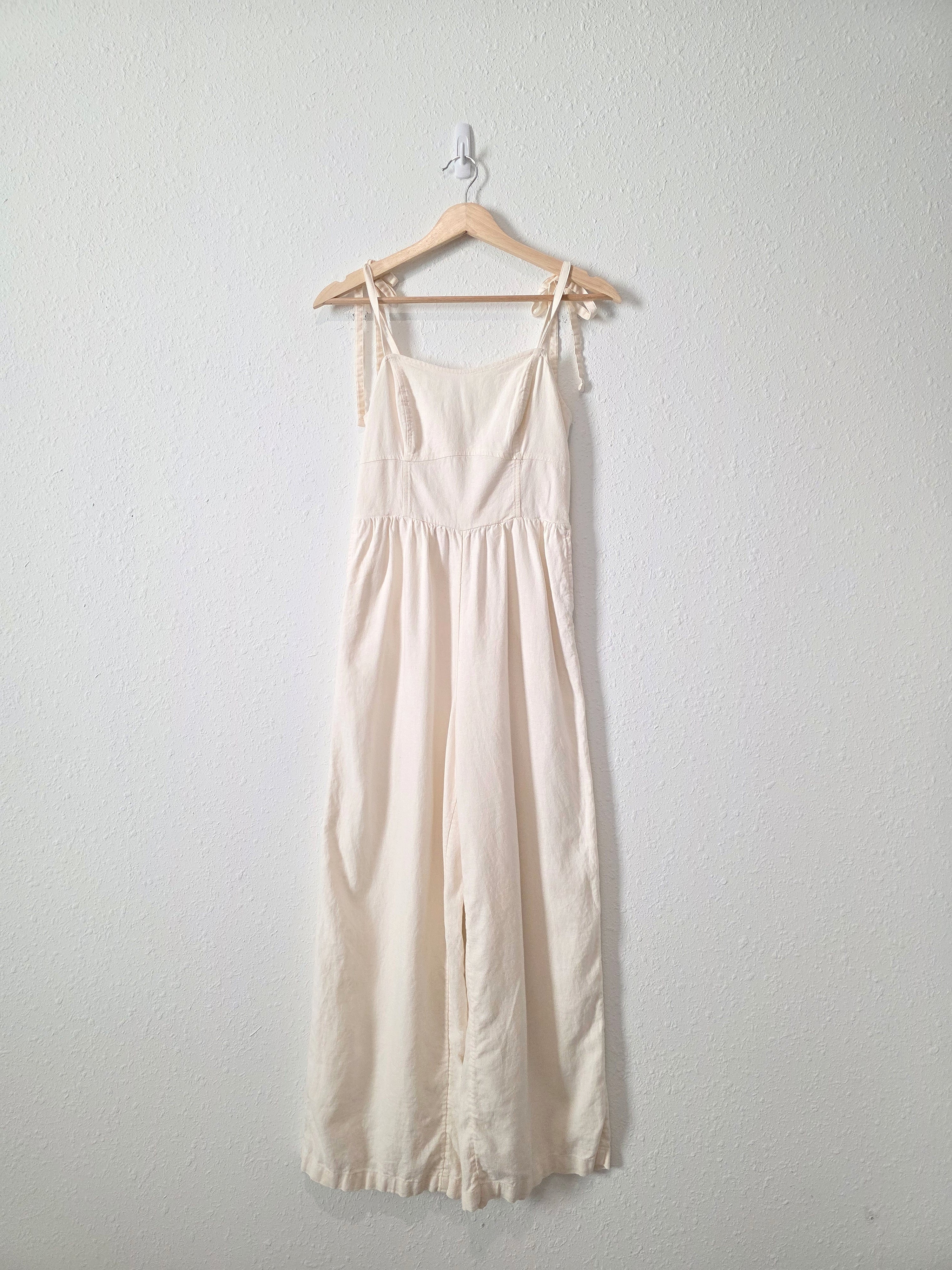 Wide Leg Linen Blend Jumpsuit (XS)