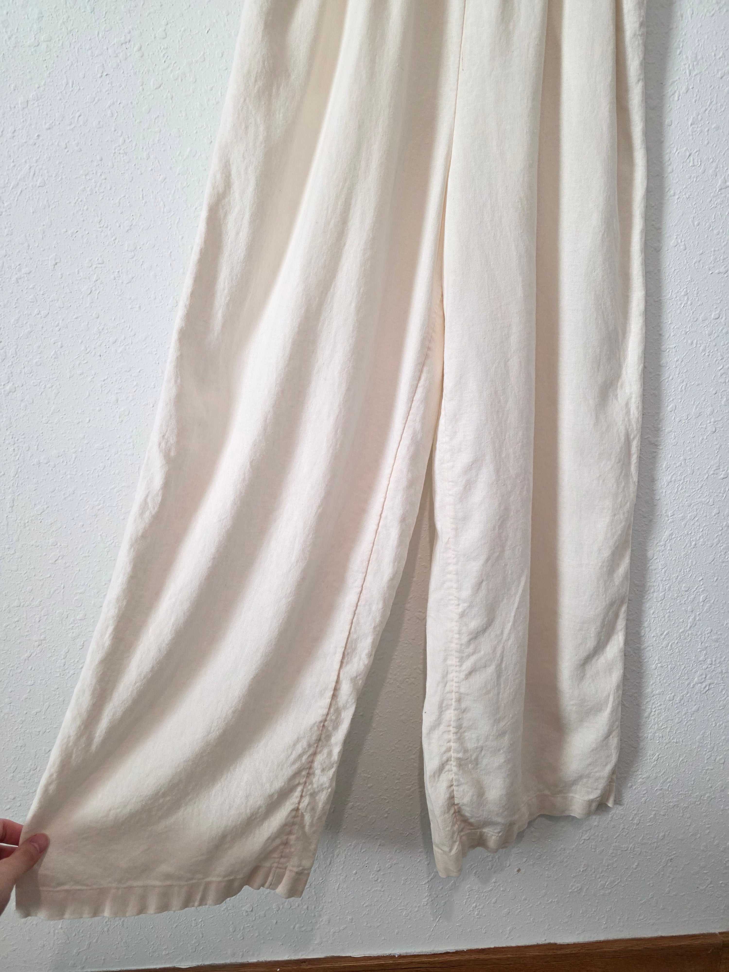 Wide Leg Linen Blend Jumpsuit (XS)