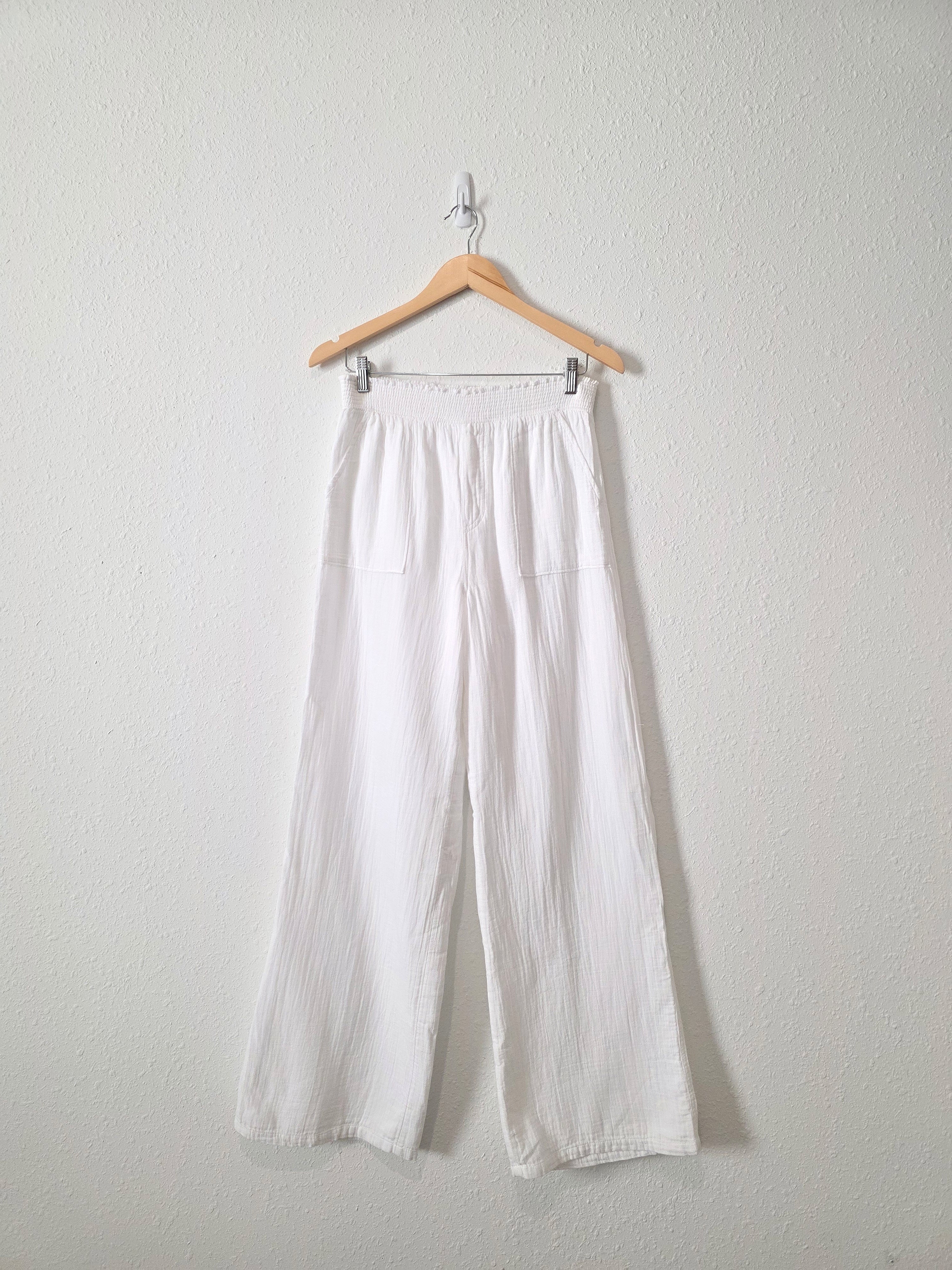White Gauze Wide Leg Pants (M)